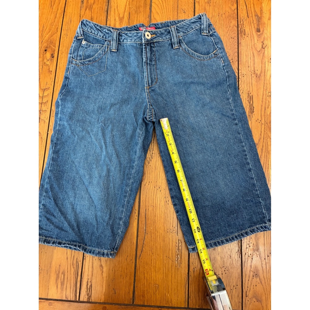 Faded Glory Women Blue Denim Bermuda Shorts Dark Stone Wash Size 10 Y2K FGL2747S
